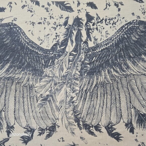 Cotton Scarf Angel Wings Bird Feathers - Picture 6 of 8